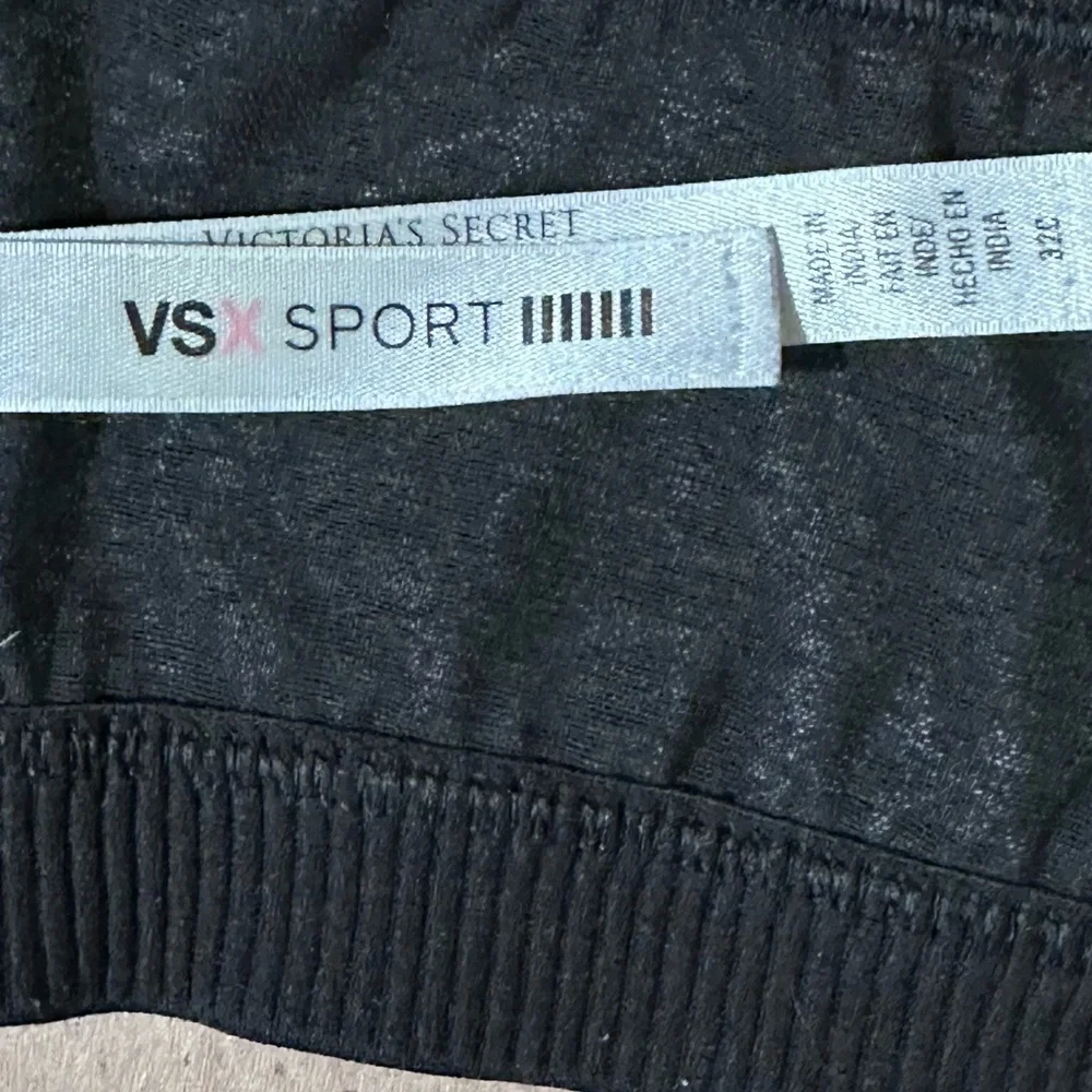 VICTORIAS SECRET SPORT VSX 32C GRAY SPORTS BRA HIGH IMPACT ZIP FRONT BLACK 32 C